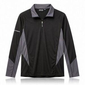 Subaru Black Label Mens XL Black Gray Quarter Zip Performance Pullover NWT